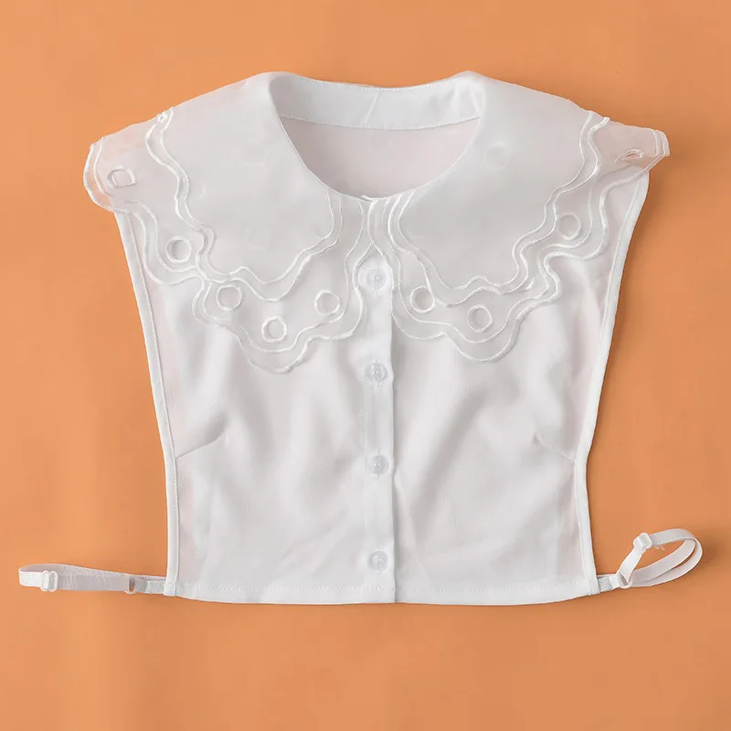 Женское съемное ожерелье-чокер с отворотом, рубашка, ложный воротник, блузки для женщин,, съемная полурубашка, блузка - Цвет: White