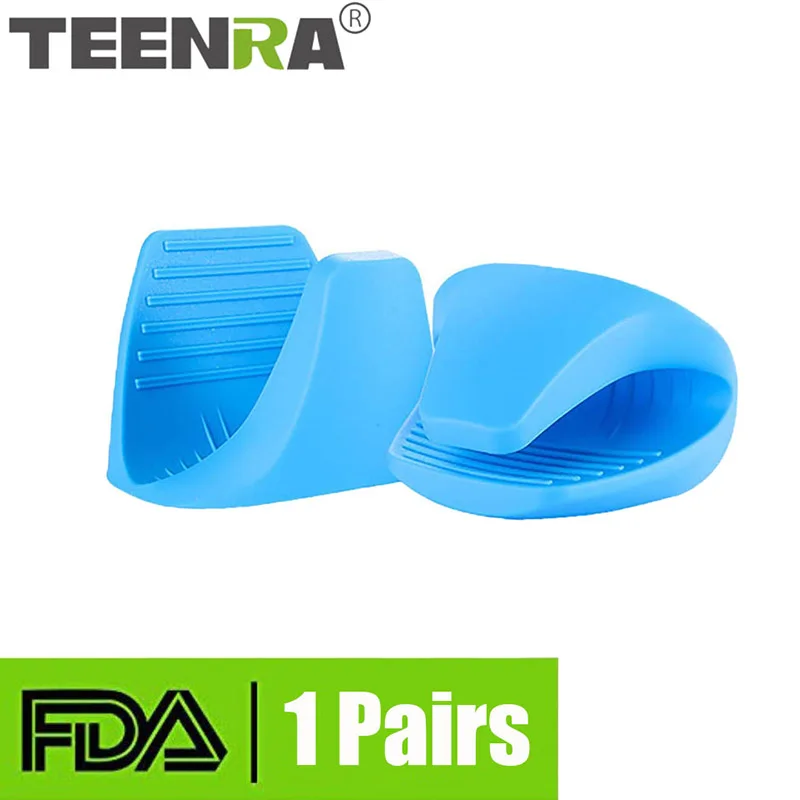 

TEENRA Insulated Oven Gloves Silicone Oven Clips Heat Resistant Oven Mitt Anti-slip Pot Bowel Holder Clip Cooking Baking Glove