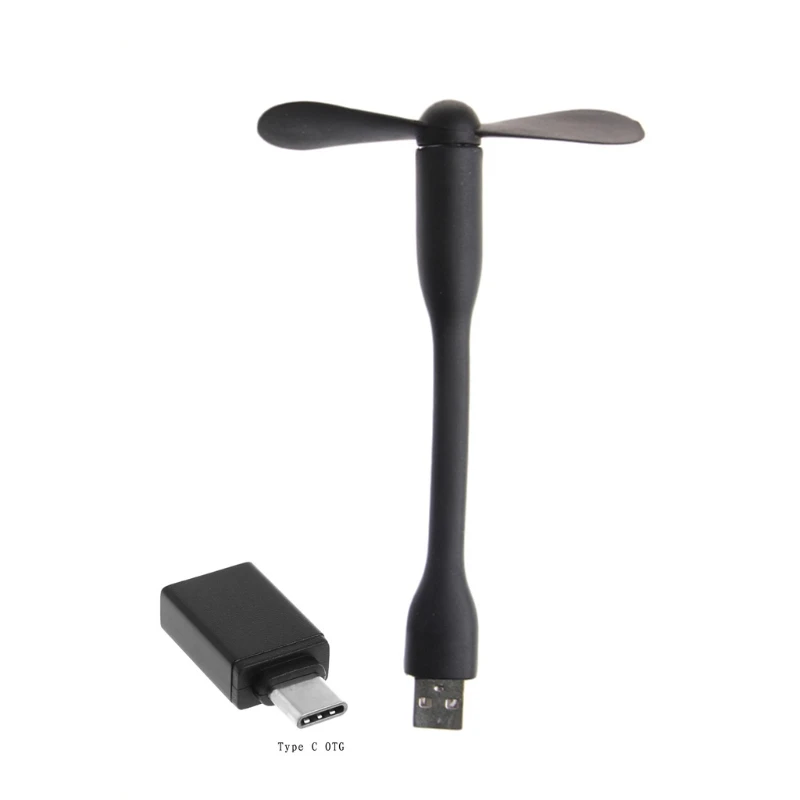 BK Гибкий 2-в-1 Тип usb Закрытая акционерная Компания C& USB вентилятор для телефона Android портативных ПК Мощность банк DXAC - Цвет: BK