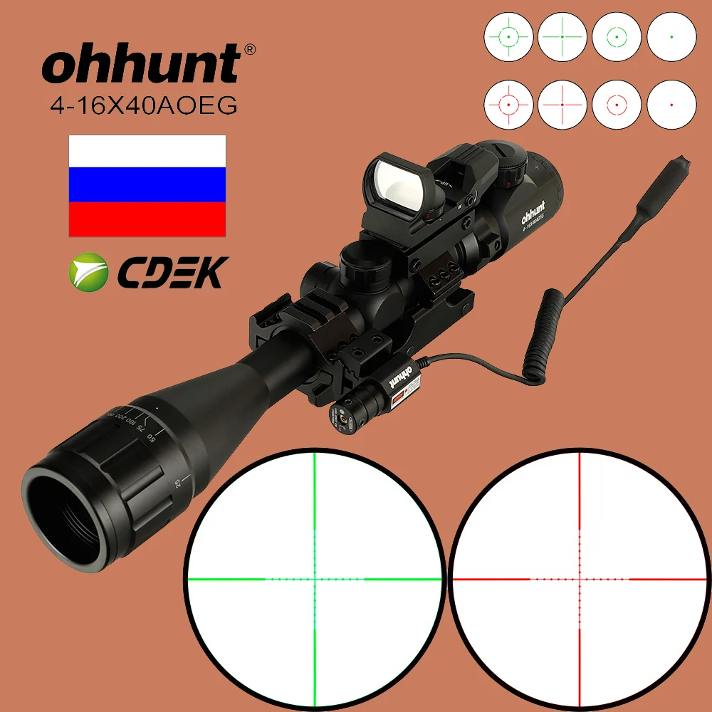 Ohhunt 4-16X40 AOEG Тактический комбо прицел Mil точка охотничья оптика оптический прицел с красным лазерный прицел с красным лучом Прицел Рейку
