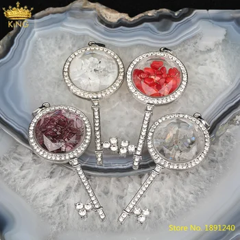 

5Pcs/Lot Natural Citrines Quartz Chip Beads Starburst Key Wish Bottle Pendant Necklace Couple Reiki Healing Jewelry LS-LT-66KBI