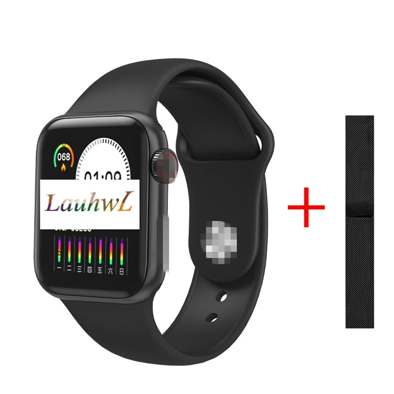 black add Strap IWO 12 Pro W58 умные часы для мужчин и женщин монитор сердечного ритма напоминание о звонках 1:1 серии 5 для Android Apple PK IWO 11 Lite P70 - Цвет: black add Strap