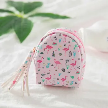 

Cute Women Girl Coin Purse Mini Flamingo PU Zipper Wallet Key Holder Pouch Girls Digital Printing Unicorn Set Design Tassel