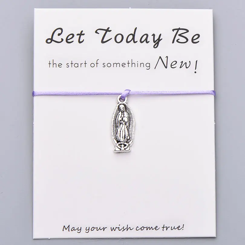 lt purple Pipitree Lucky Wish Virgin браслет Mary Let Today Be New Start красные браслеты с подвесками для женщин, мужчин, девочек, ювелирный подарок - Окраска металла: lt purple