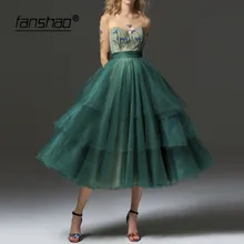 Темно-зеленые платья для выпускного вечера многоярусные вечерние платья Короткое платье для Бала vestidos de graduacion