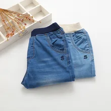 Летняя детская одежда; Детские повседневные джинсы с принтом в виде букв; шорты с вышивкой для мальчиков-подростков