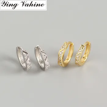 

ying Vahine New 100% 925 Sterling Silver Small Zircons Geometric Stud Earrings for Women