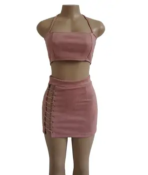 

Spring and summer halter top+ strap skirt two set women