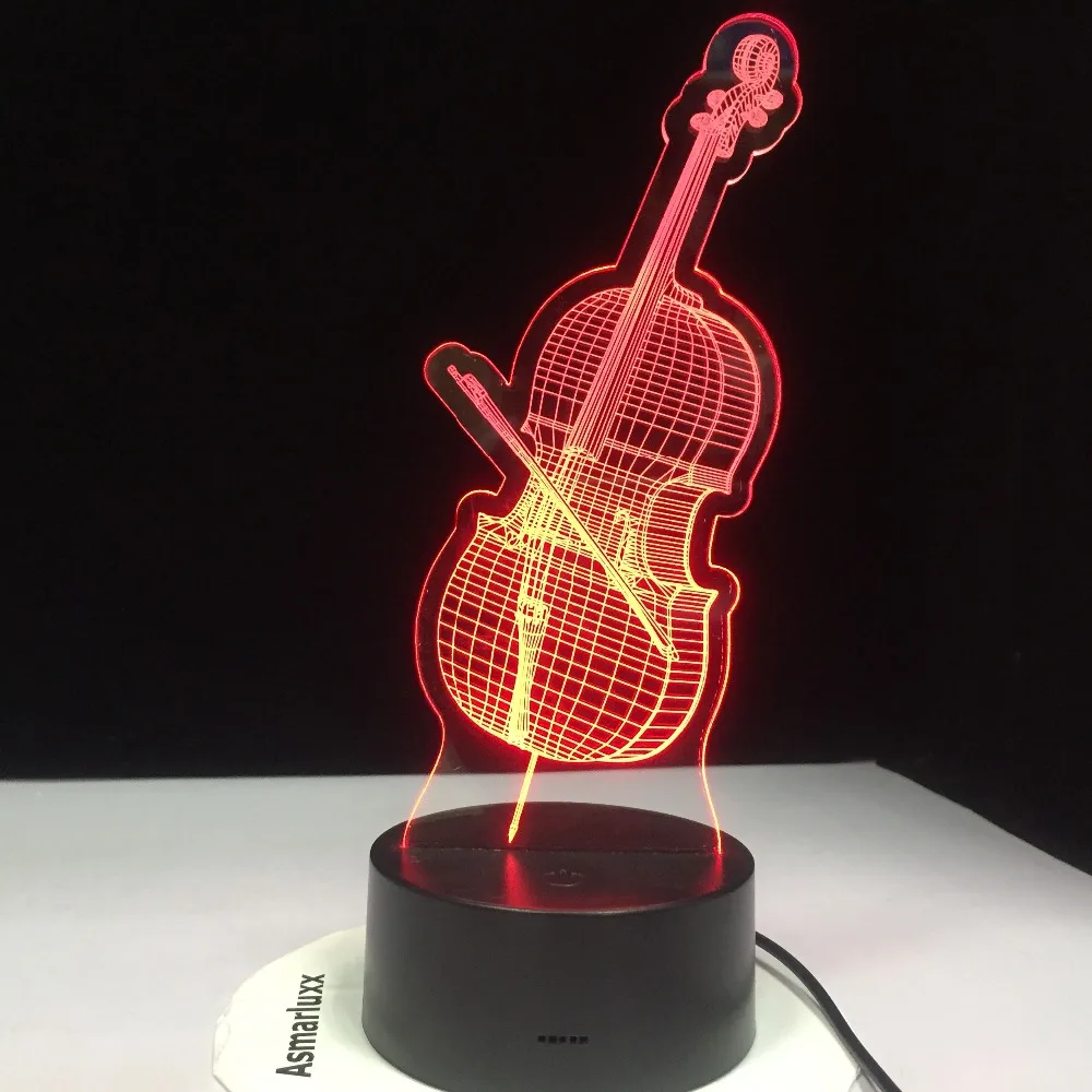 3D Led Виолончель моделирование ночные светильники 7 Красочные Музыкальные инструменты настольная лампа Usb спальня освещение сна светильники Декор игрушки подарки