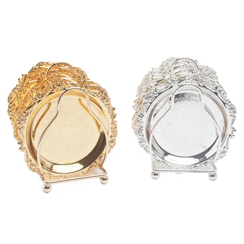 

7-piece Set Gold Silver Coaster Cup Saucer Cake Pan Wedding Hotel Home Decoration Small Cup Cake Plate Dessert Plate Cake Tray