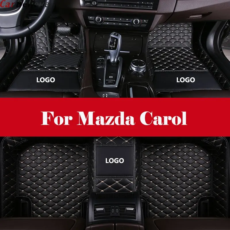 

Car Floor Mats Carpet Leather Floorliner Water&Dust-Proof Protector Floor Mats Waterproof Mat+LOGO For Mazda Carol