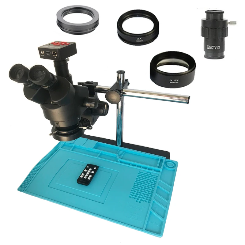 

Simul focal 3.5X-90X Trinocular Stereo Microscope 21MP Industrial digital Camera HDMI USB Heat Silicone Pad phone PCB repair
