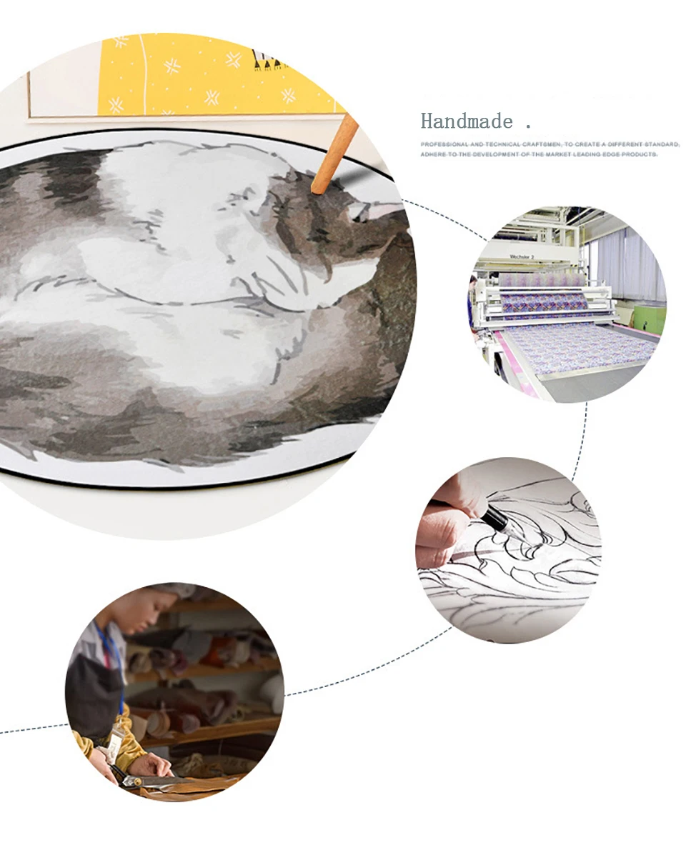 Sleeping Cat Painting Large Round Carpets For The Living Room Child Room Carpets Bedroom Area Rug Anti-slip Baby Play Mats