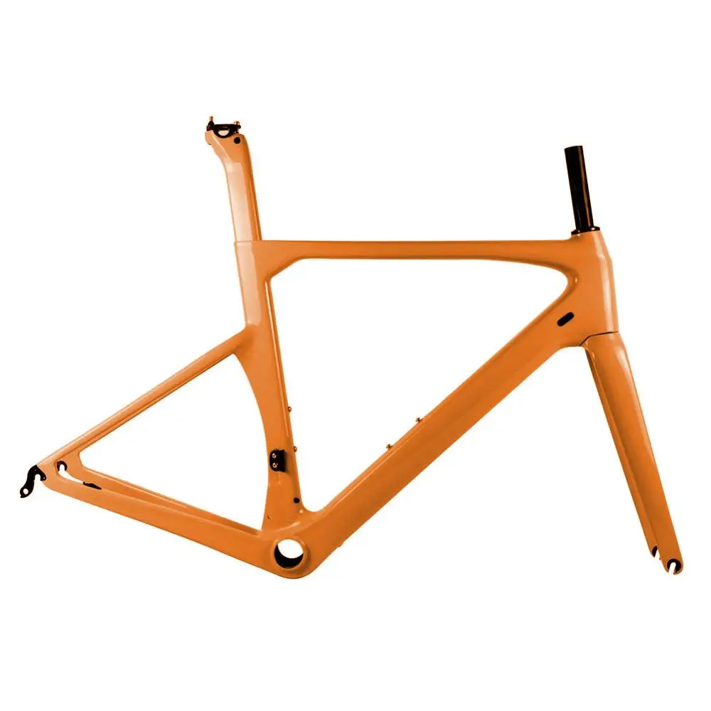 Spcycle T1000 полный углеродный Аэро Дорожный велосипед рама 70* 28C гоночный велосипед Карбоновые каркасные рамы UD глянцевая/матовая Размер BB386 50/53/56/59 см - Цвет: Orange Color