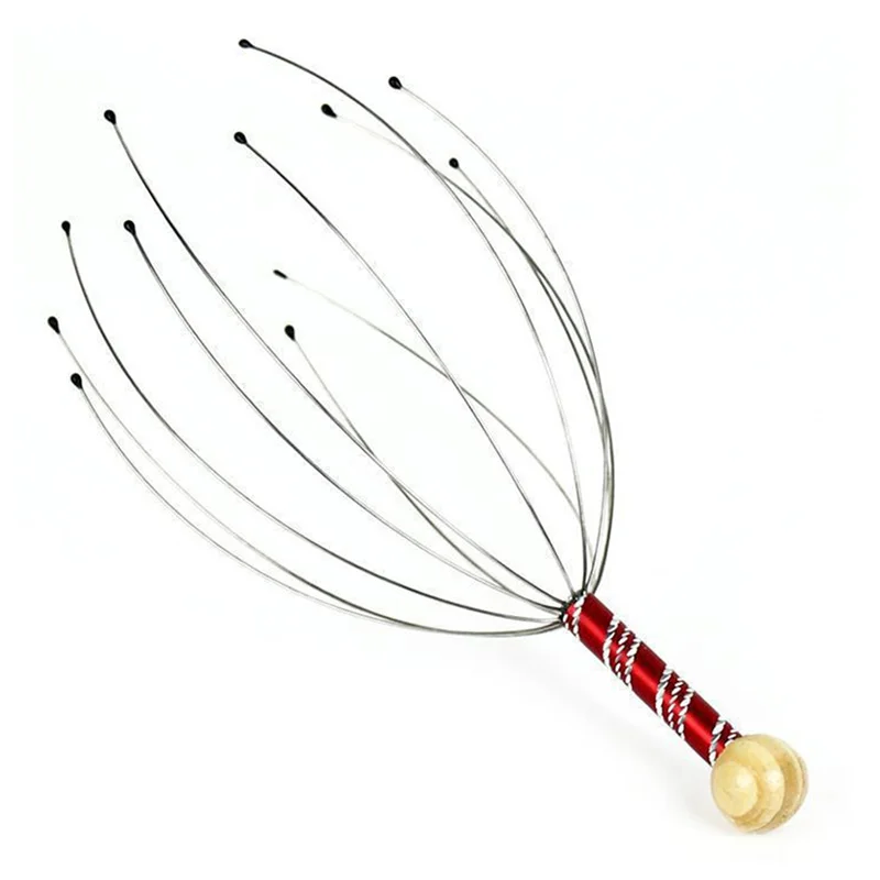 1Pcs Head Claw Massager Hair Neck Body Relax Massage Octopus Head Scalp Stress Relief SPA Physician Steel Ball Massager Tools