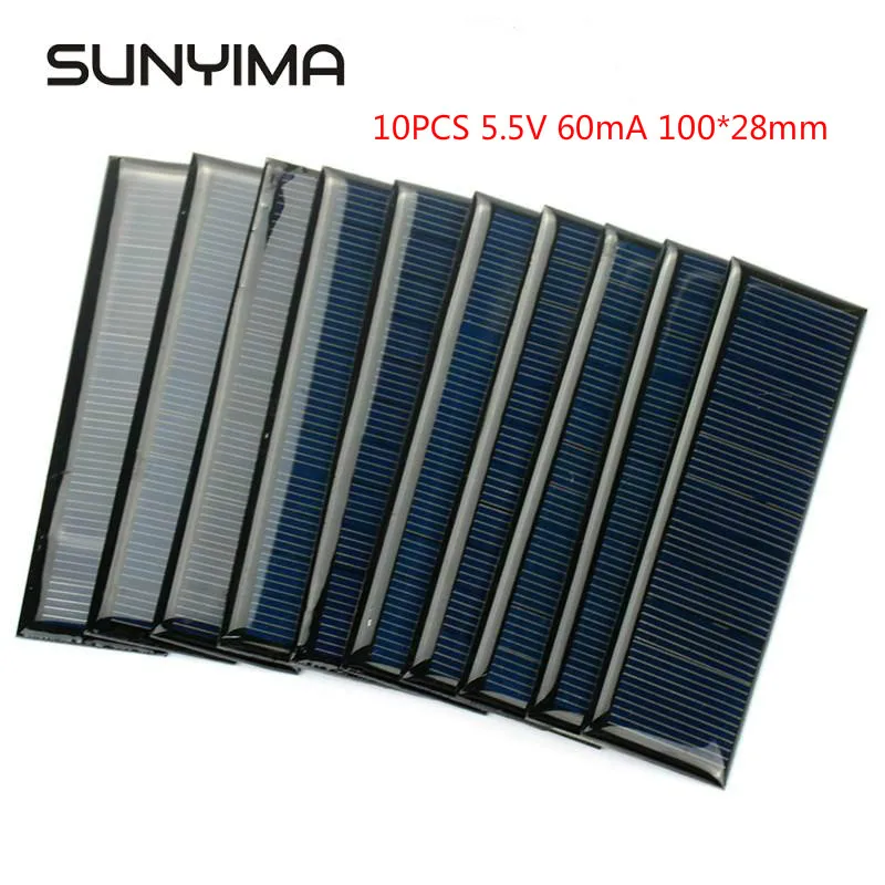 Sunyima 10Pcs Pannello Solare Policristallino 5.5V 60Ma Mini Celle Solari Portatili Per Caricabatterie Solare Fai Da Te Modulo Di Alimentazione Solare