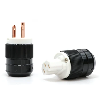 

High quality Pair Red Pure Copper US version AC Power Plug ,HiFi audio connectors adapter jack