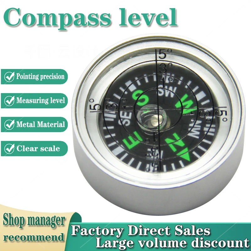Portable universal spirit level with compass to measure the bubble all metal round | Инструменты