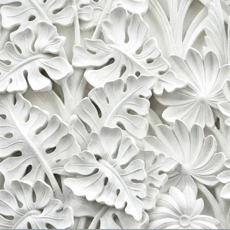 Modern-Simple-Abstract-Art-Wallpaper-3D-Relief-White-Leaves-Pattern-Gypsum-Mural-Living-Room-TV-Sofa (3)