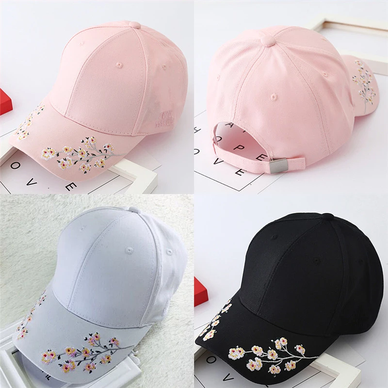 base cap New Korean cotton embroidered plum-blossom summer umbrella sunshade duck tongue baseball cap nike baseball cap womens