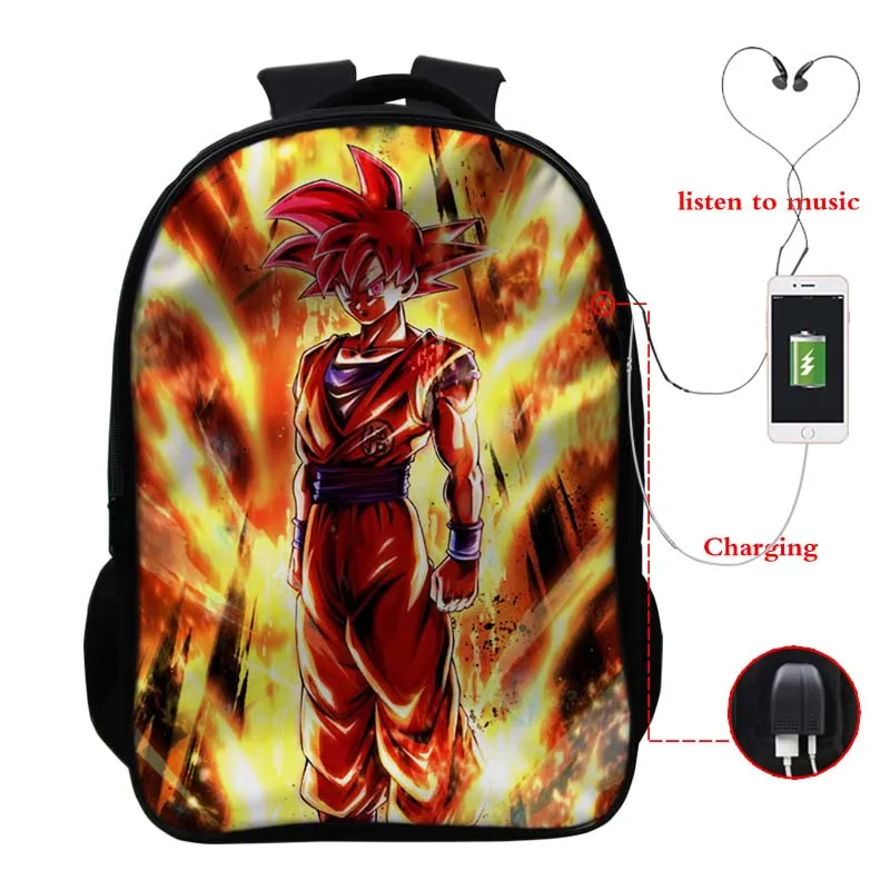 Dragon Ball USB зарядный рюкзак для мальчиков и девочек Goku школьный рюкзак для студентов рюкзак для подростков Повседневный USB Рюкзак классный унисекс дорожная сумка подарок - Цвет: 12