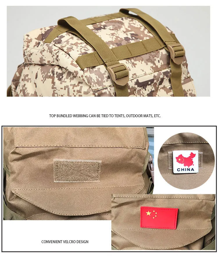 Рюкзак для кемпинга, туризма, альпинизма, военный, Molle Camo, водонепроницаемая, тактическая сумка, регулируемая, большая емкость, 600D