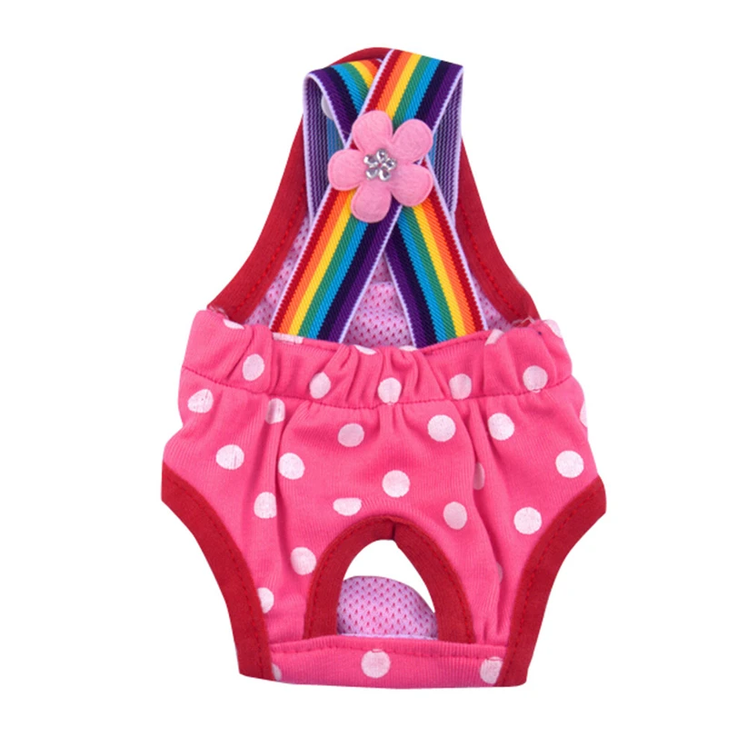 Hot pink Transer, милые трусы в горошек цветов радуги с принтом собаки, физиологические трусы, дышащие хлопковые комбинезоны для собак, нижнее белье, уход за питомцами, поставка 9107 - Цвет: Hot pink