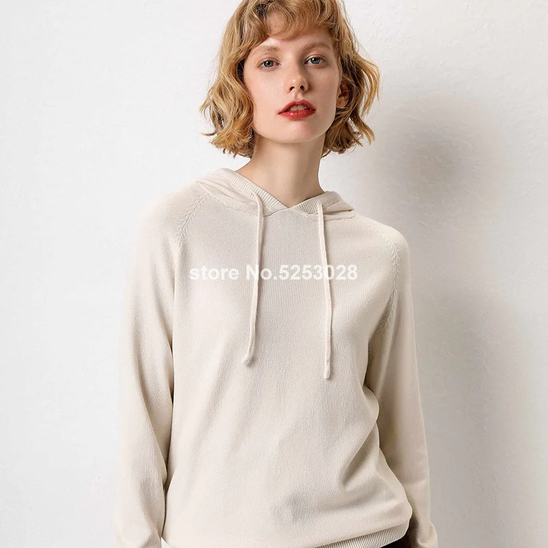 

Autumn Winter New Pure Color Large Size Hooded Hoodies Women Wool Pullover Loose Outside Take Female Jacket