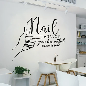 

Manicure Nails Studio Logo Wall Decal Girl Nail Beauty Salon Vinyl Wall Sticker Art Home Decor Hand Spa Woman Modern Muraux
