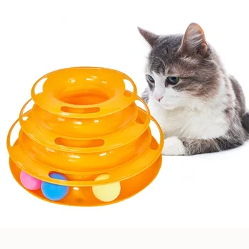 

Pet Cat Toy Tower Tracks Disc Interactive Three layer track turntable toys Cat Training Amusemen Plastic Toys For Cats Kitten