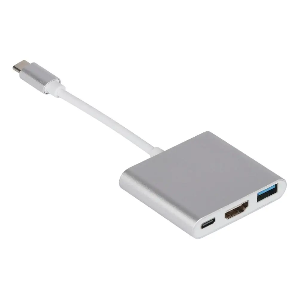 Новейший Тип C USB 3,1 к USB-C 4 к HDMI USB3.0 адаптер 3 в 1 концентратор для Apple Macbook серебристого и золотого цвета CA