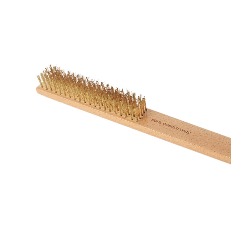 PizzAtHome Pizza Oven Copper Brush Bristle Brass Wood Handle Grill Cleaning Oven Small Brush for Small Roccbox Onni Koda
