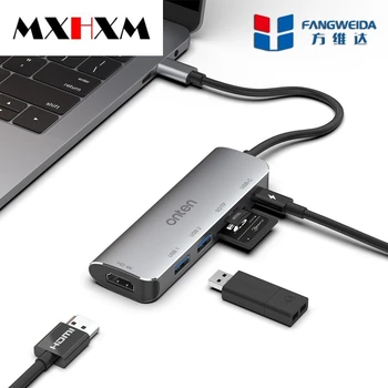 

USB-C TO HDMI USB3.0 2Ports HUB 6in1 Docking Station type-c ToSD TF Card Reader