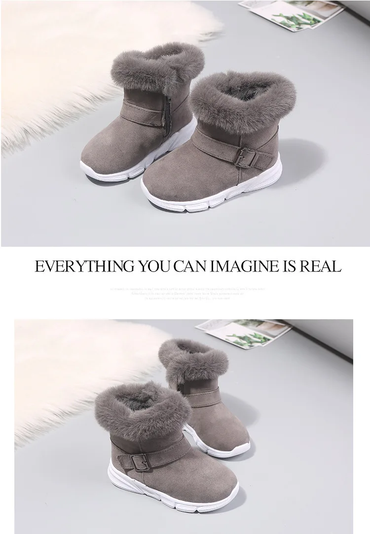 Новая модная зимняя детская обувь; chaussure; очень идеальная Уличная обувь на плоской подошве для маленьких девочек; зимние сапоги с кроличьим мехом; теплая обувь