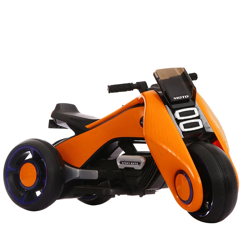 Детский Электрический игрушечный автомобиль на мотоцикле с функцией раннего образования, детский игрушечный автомобиль может сидеть на двухмоторном мотоцикле - Цвет: orange