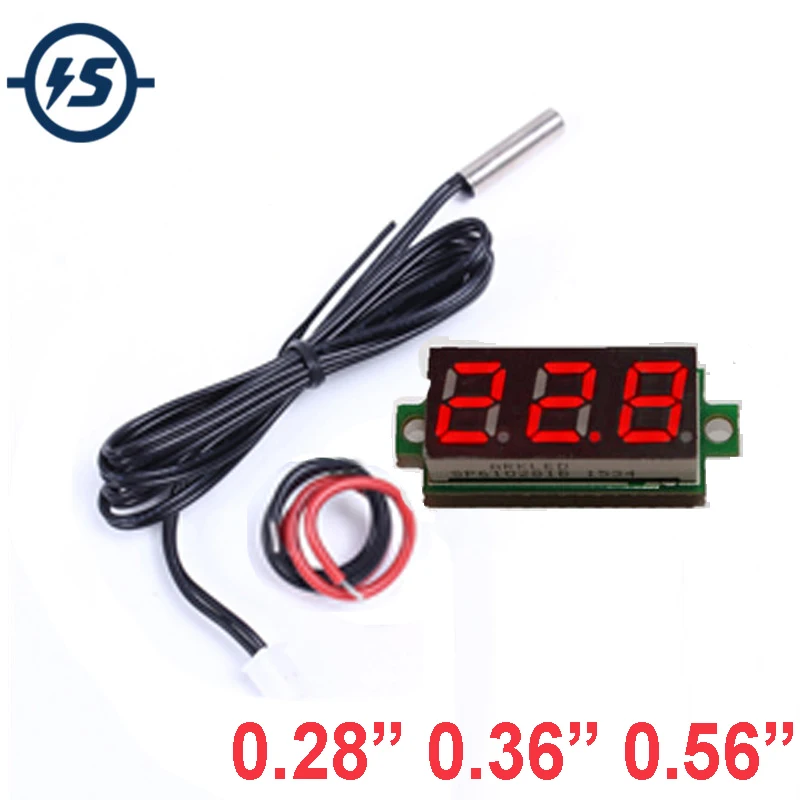 

NTC/DS18B20 Temperature Sensor Digital Display Thermometer Meter Detector Module 0.28/0.36/0.56 Inch Metal Waterproof Probe