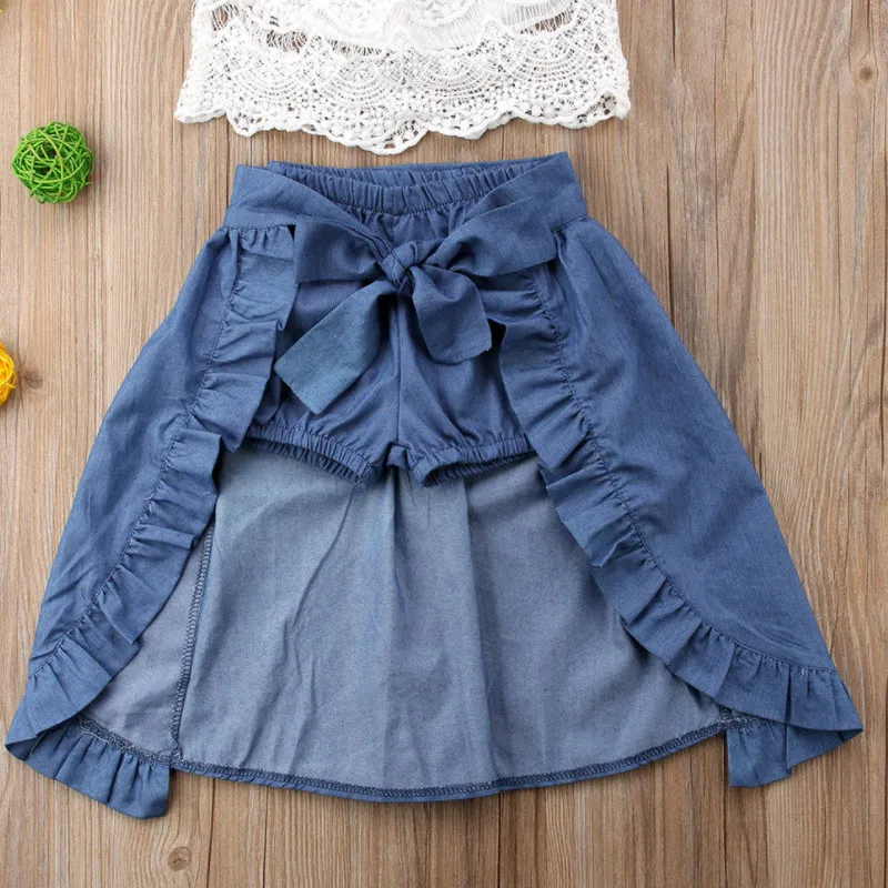 CANIS Summer 3Pcs Toddler Baby Kid Girl Summer Spaghetti Strap Polka Dots Tops+Ruffle Dress+Shorts Clothes