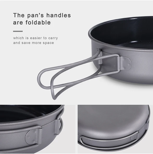 Boundless Voyage Titanium Non-Stick Pan with Folding Handle Ceramic Coating  Frying Pan Outdoor for Camping Picnic Hiking BBQ Cookware A-Ti2062C