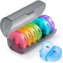 14-Compartment Medicine Box. High-Quality Portable 7-Day Medicine Box, Color Clamshell, Morning And Evening Sub-Packing PP Medic