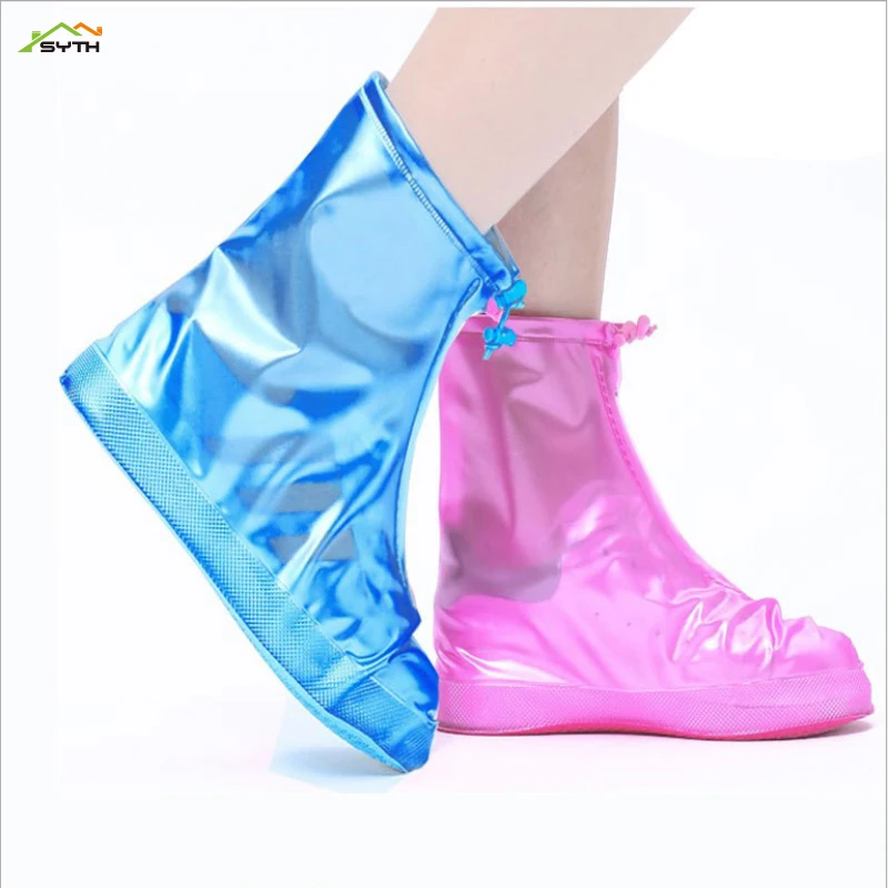

High Quality Men Women's Rain Waterproof Boots Cover Heels Boots Reusable Shoes Covers Thicker Non-slip Platform Rain Boots
