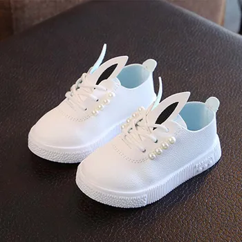 

Baby Girls Rabbit Ear pearl Princess For Girls Dress Shoes Kids Girls Shoes soft skin Toddlers Platform Sneakers shoes #25 Hot