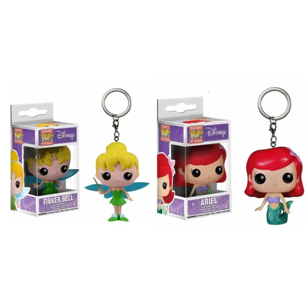 

POP Pocket KeychainPrincess Thinker Bell The Little Mermaid Ariel PVC Action Figure Model Toy For Children Christmas Gift toy