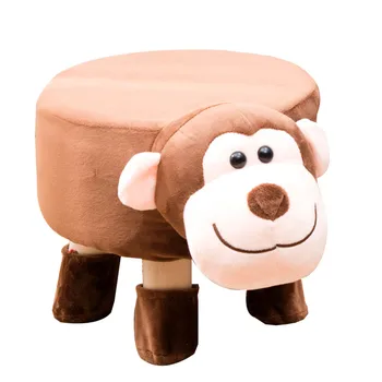 

Wooden Cloth Sofa Stool Art Chair Cartoon Animal Monkey Shape Tea Table Wooden Small Stools Kids Stool Bench Baby Chair for Home