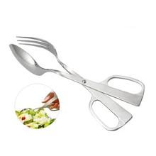 Stainless Steel Salad Clip Thicken Mirror Food Clip Bread Clip Silver Kitchen Salad Tool