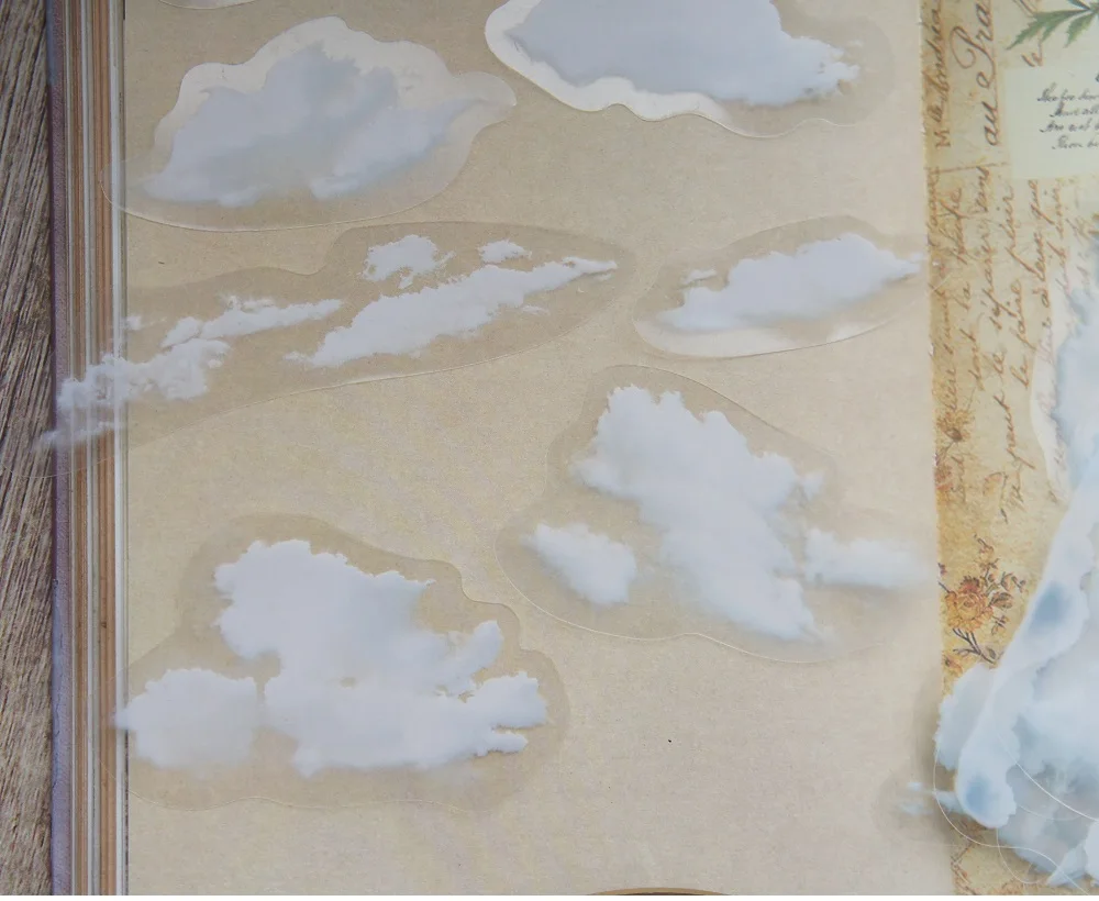 18pcs White Clear Sky Clouds Style Sticker Scrapbooking DIY Gift Packing Label Decoration Tag