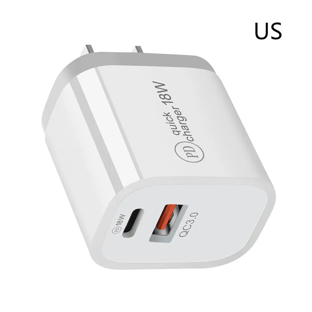 Fast charge 18w 18W PD QC 3.0 Dual USB Charger Quick Charge EU US EU AU Plug for iPhone X 8 plus Note 9 10 Power Delivery Mobile Phone Adapter phone charger Chargers