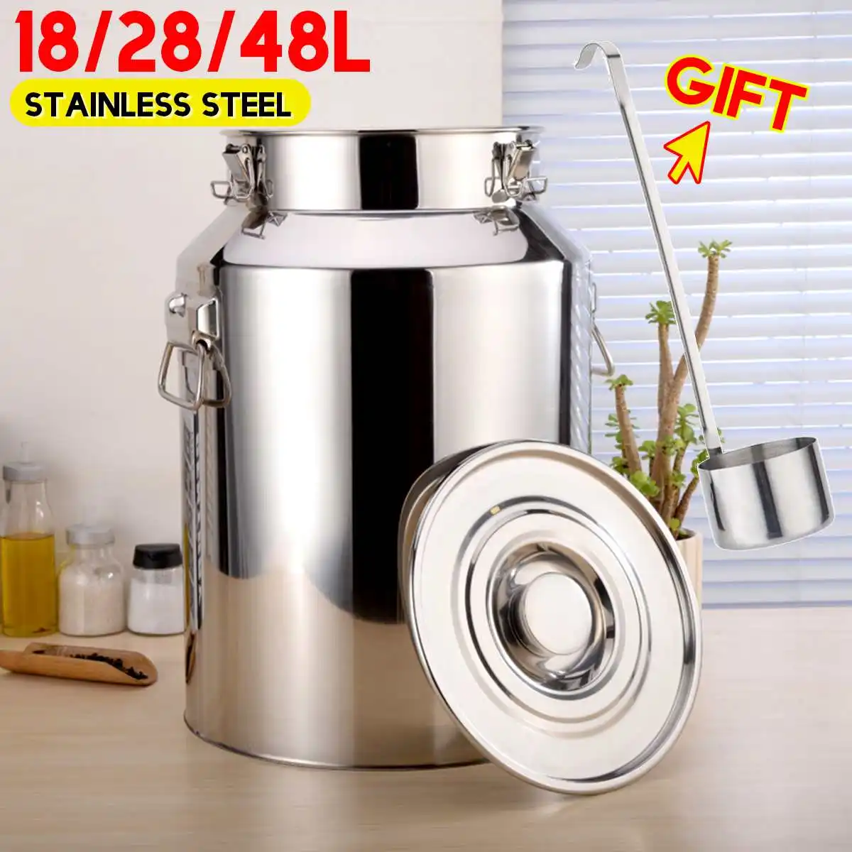 

18/28/48L Stainless Steel Barrel Seal Beer Brewing Wine Beer Whiskey Rum Barrel Port container Storage Oil Milk Rice Barrel