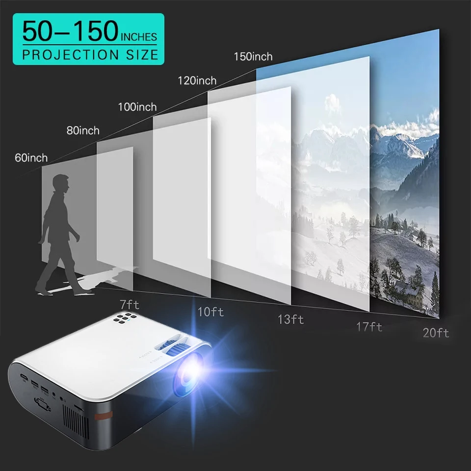 mini projector VCHIP W18 Projector mini Proyector 4K For Home Theater HD 1080P WiFi TV Portable Media Player Smart Phone Beamer proyector navid vankyo projector