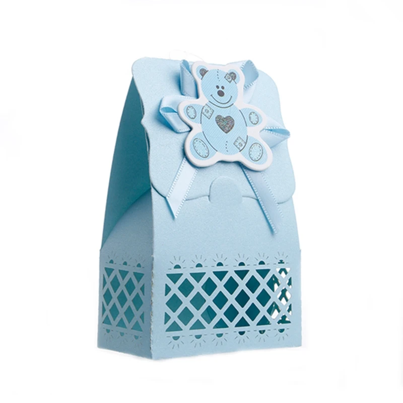 Blue Bear 12 шт. ленты коробки конфет для новорожденных душ день рождения сумки подарок - Цвет: Blue Bear