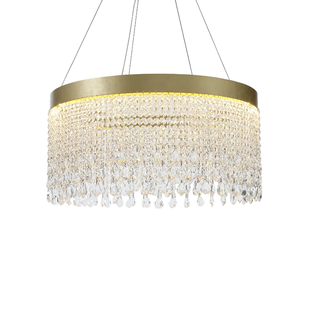 Gold Роскошные хрустальные люстры, современное освещение, AC110V 220v Cristal светодиодный подвесной светильник для гостиной, столовой - Цвет абажура: Gold